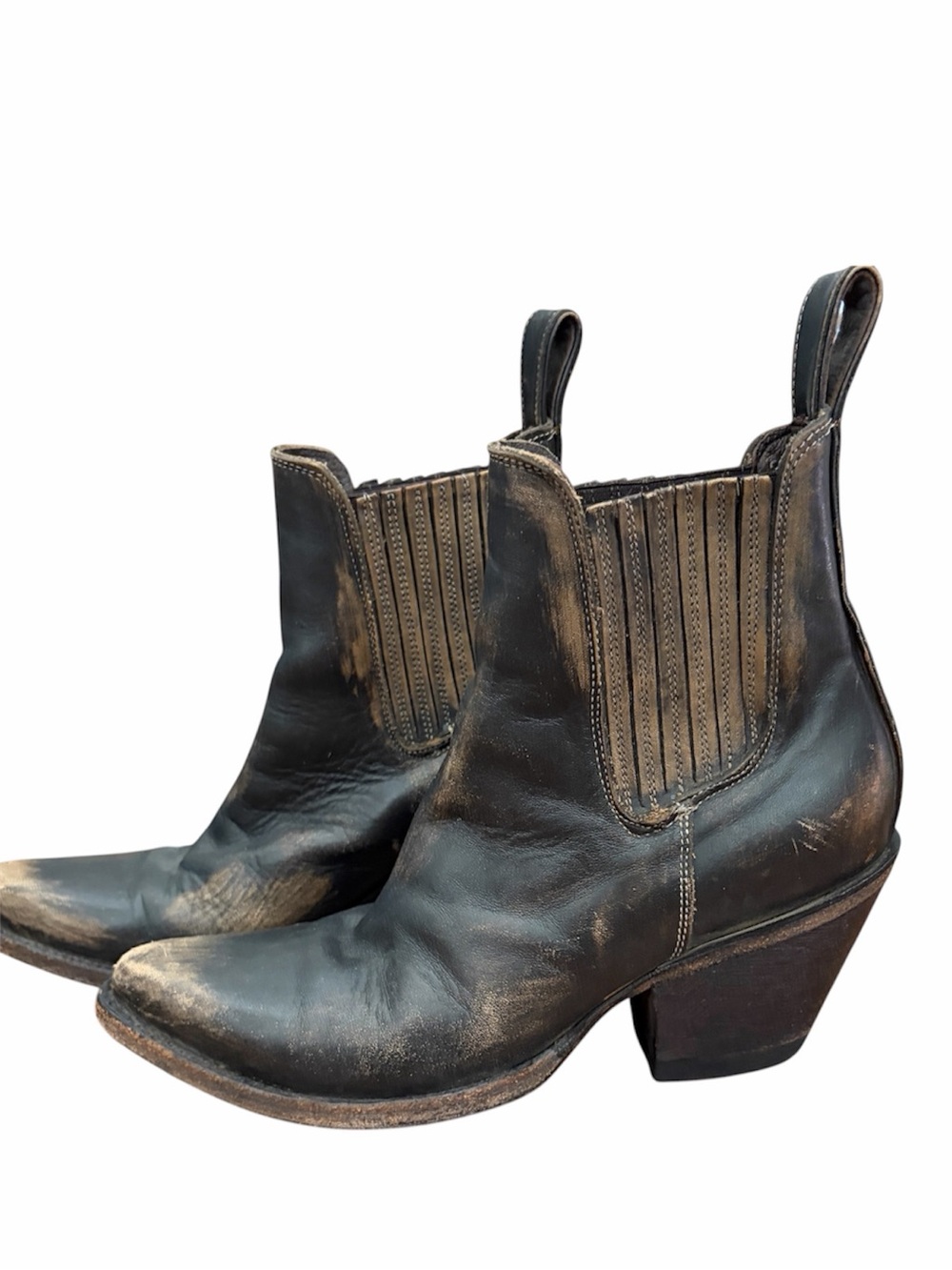 Mexicana Estudio Distressed Western Chelsea Boots Black Brown Size 6